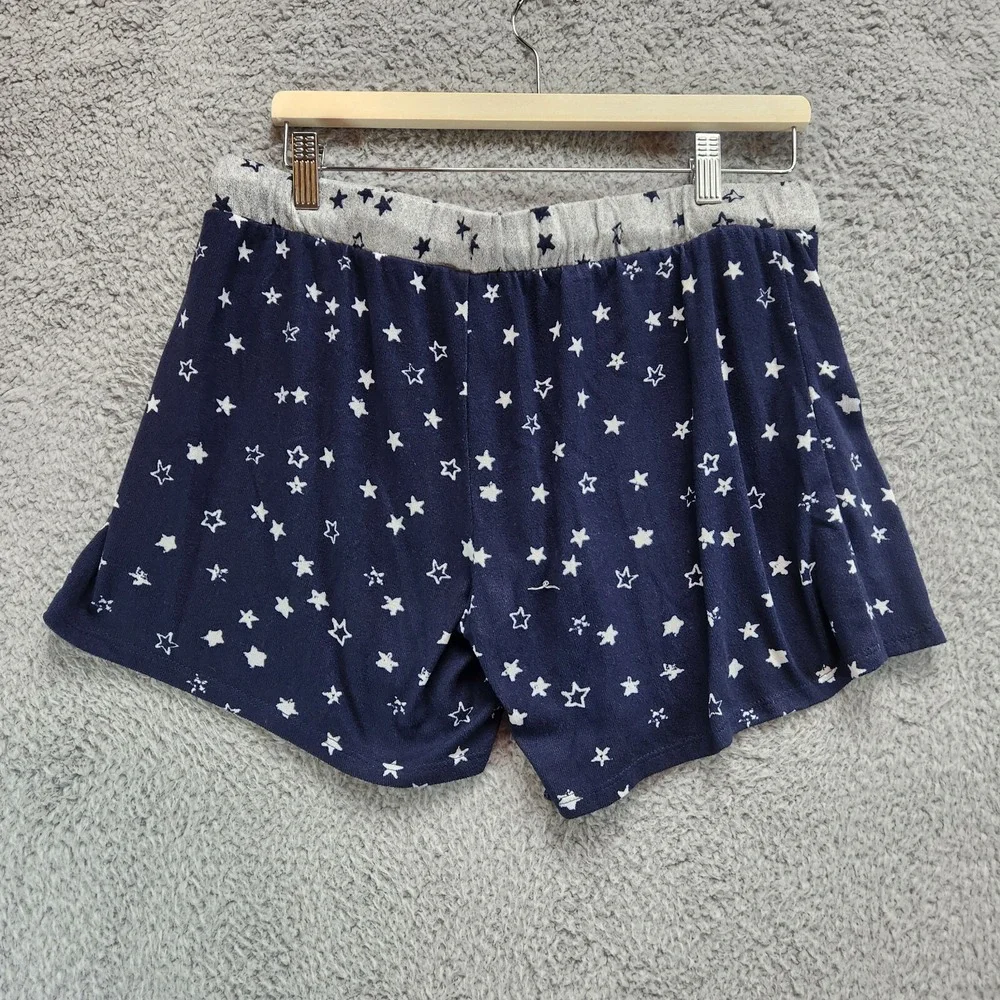 Lucky Brand Shorts Women's Medium Navy Blue Gray Star Print Stretch Drawstring